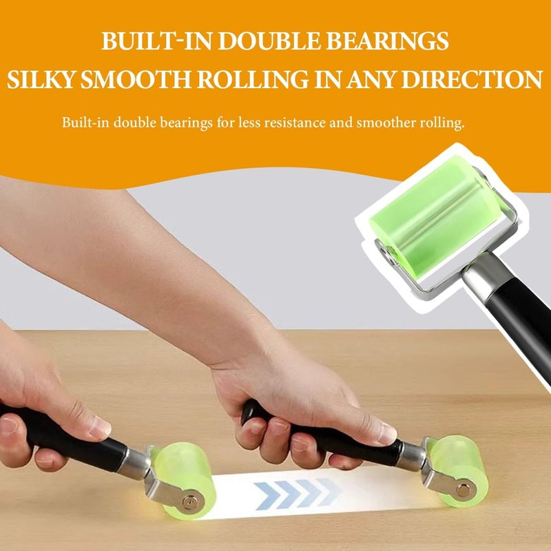 Wevdn 1 PCS Sound Deadening Car Seam Roller, Silicone Car Sound Deadening Application Wheel Roller, Seam Roller Equipped Smooth Handle for Heat Insulation Mat Wallpaper Application (Large Green-1PCS) - Image 4